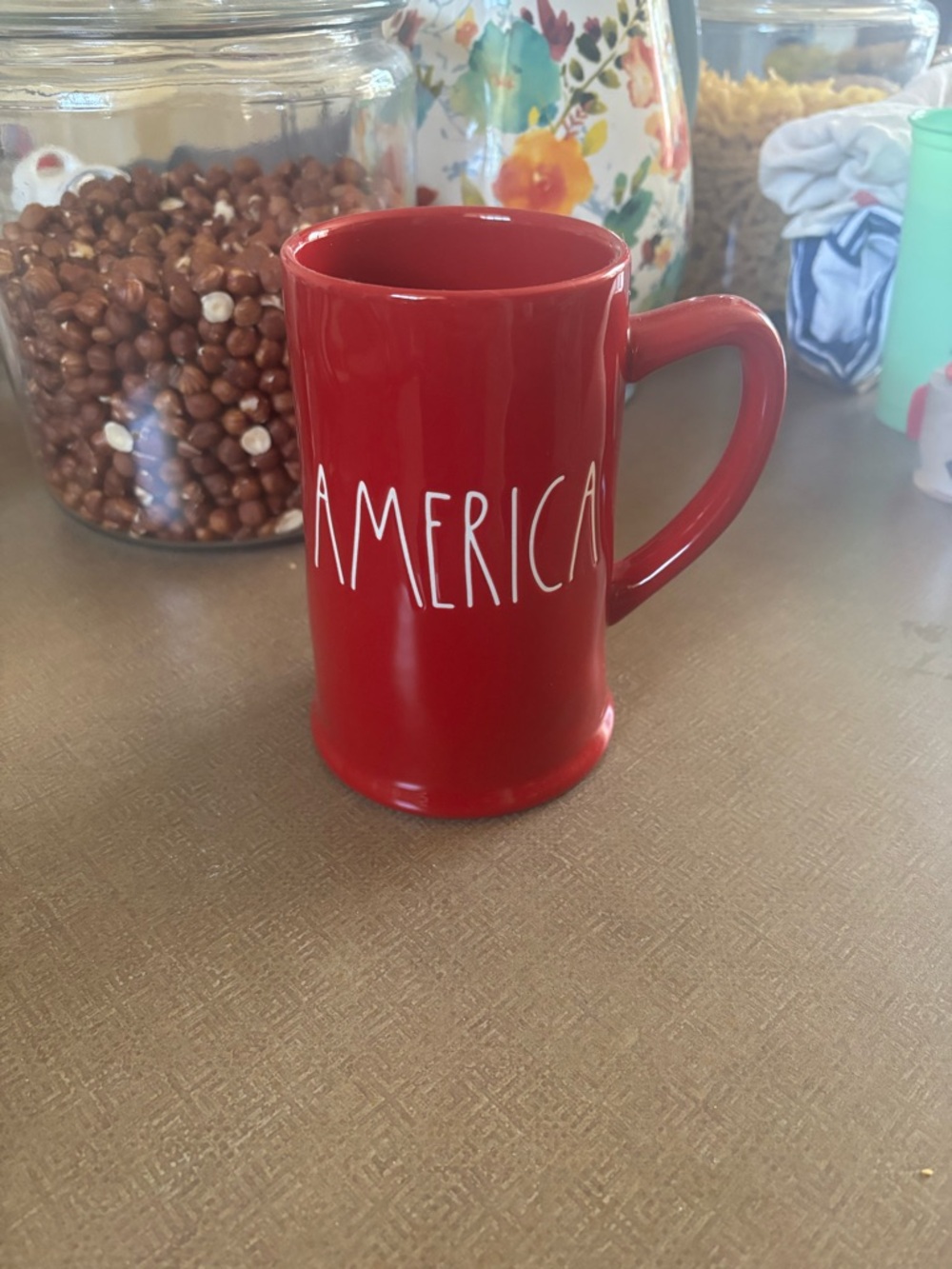 Rae Dunn Red 'AMERICA' Ceramic Mug